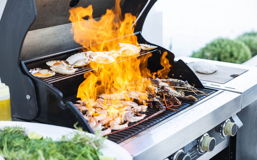 Seafood Barbecue at Ultima Corfu Prepared by Greek Chef