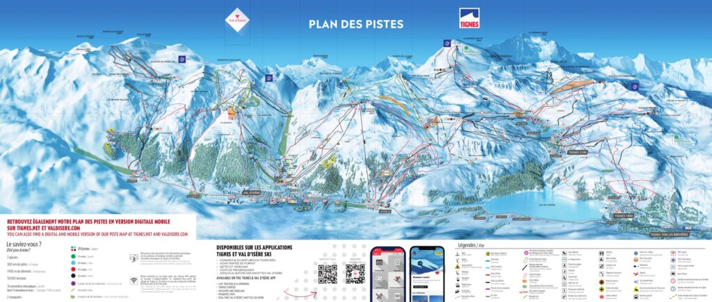 Tignes Val d'Isere Piste Ski Map 2024